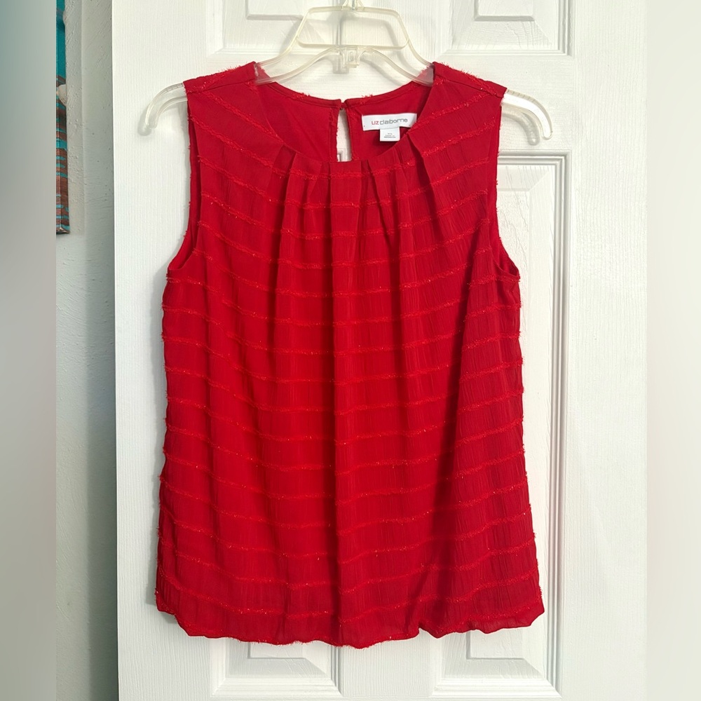 Liz Claiborne Vibrant Red Textured Blouse